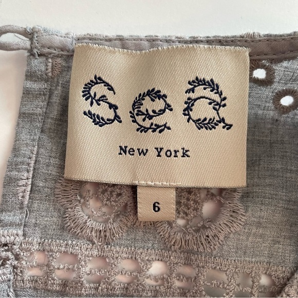 Sea Gray Boho Peasant Blouse Top SIZE 6 - Picture 3 of 8